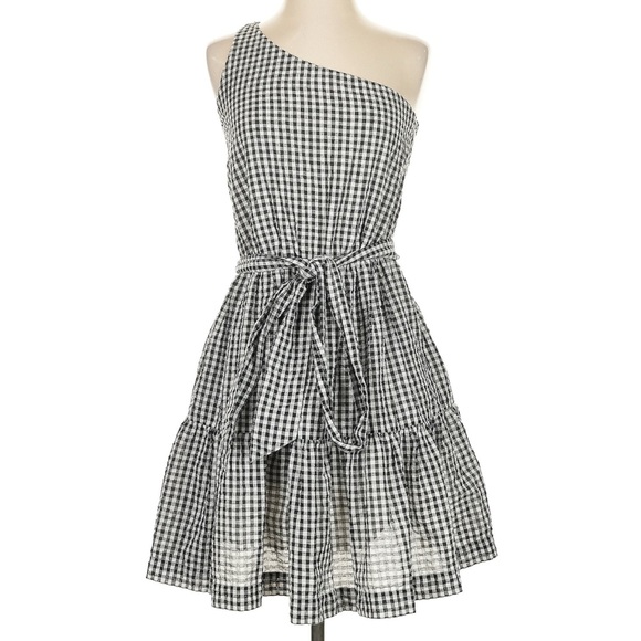Vineyard Vines Dresses & Skirts - Vineyard Vines Sz 2 Black & White Gingham One Shoulder Dress Tie Back CUTE!